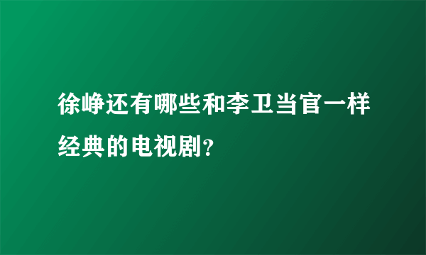 徐峥还有哪些和李卫当官一样经典的电视剧？