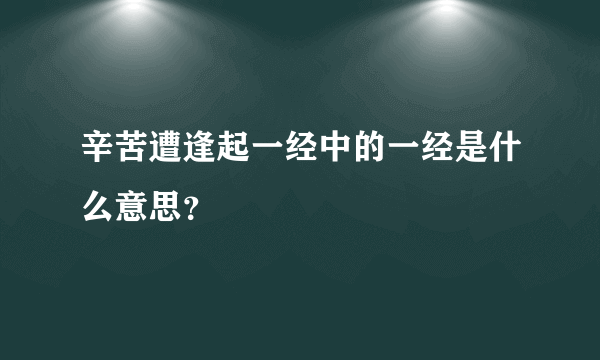 辛苦遭逢起一经中的一经是什么意思？