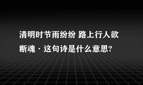 清明时节雨纷纷 路上行人欲断魂·这句诗是什么意思?