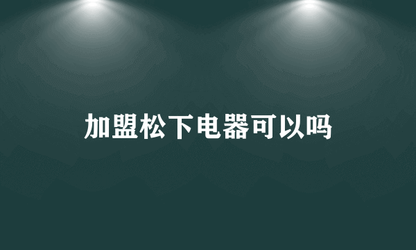 加盟松下电器可以吗