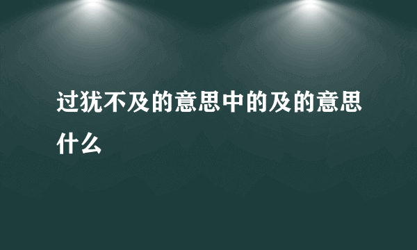 过犹不及的意思中的及的意思什么