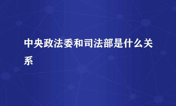 中央政法委和司法部是什么关系