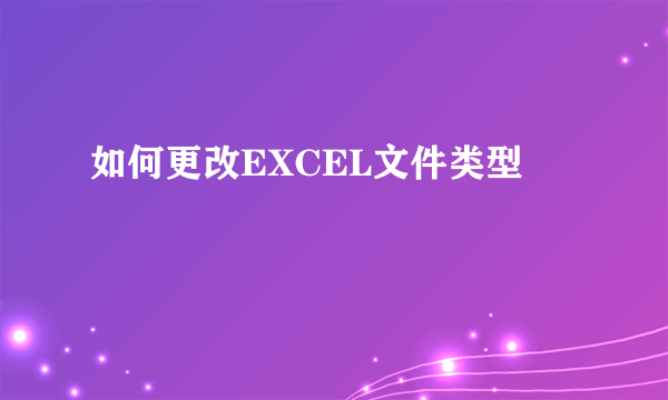 如何更改EXCEL文件类型