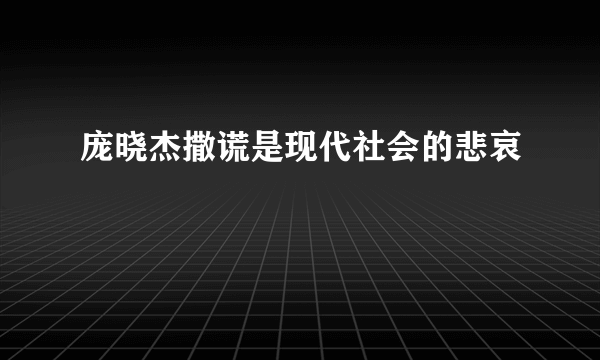 庞晓杰撒谎是现代社会的悲哀