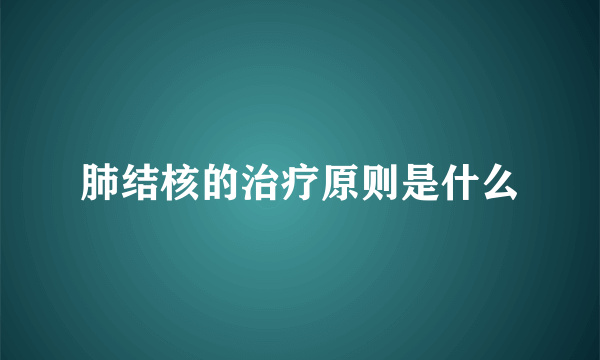 肺结核的治疗原则是什么