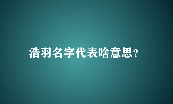 浩羽名字代表啥意思？