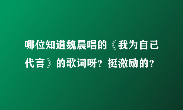 哪位知道魏晨唱的《我为自己代言》的歌词呀？挺激励的？