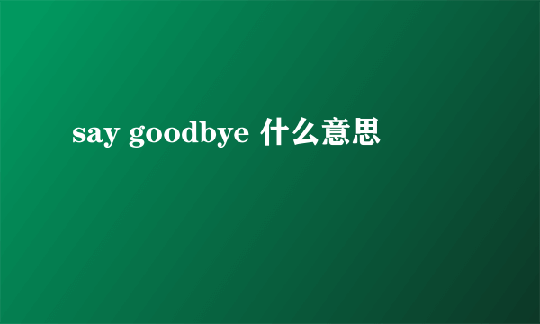 say goodbye 什么意思