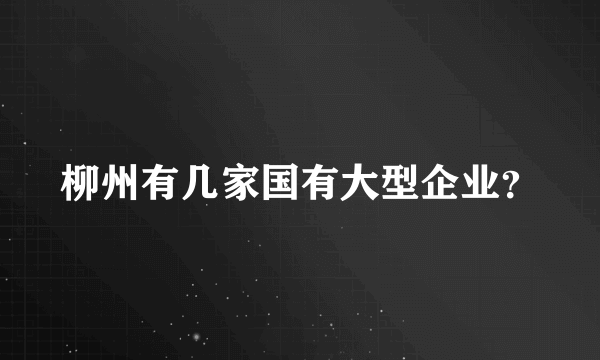 柳州有几家国有大型企业？