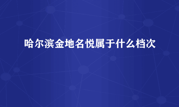 哈尔滨金地名悦属于什么档次