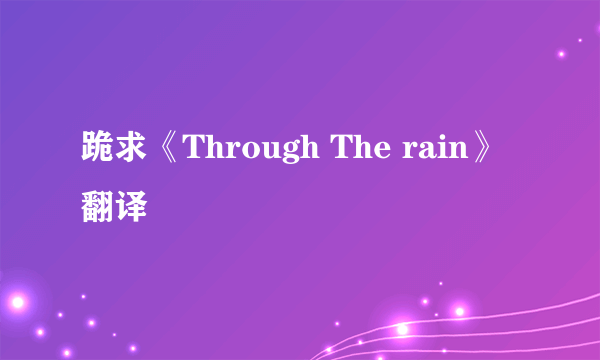 跪求《Through The rain》翻译