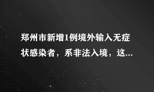 郑州市新增1例境外输入无症状感染者，系非法入境，这种行为是否合法？