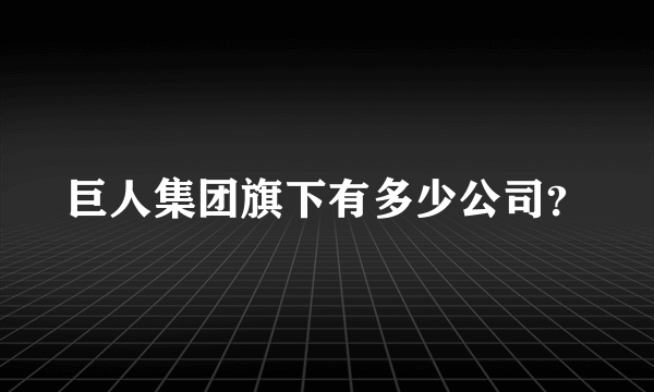 巨人集团旗下有多少公司？