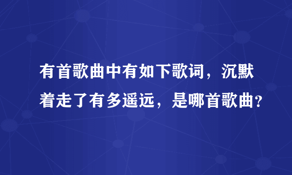 有首歌曲中有如下歌词，沉默着走了有多遥远，是哪首歌曲？