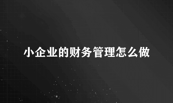 小企业的财务管理怎么做