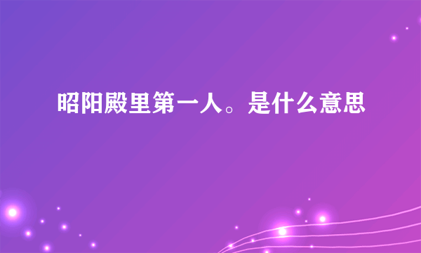 昭阳殿里第一人。是什么意思