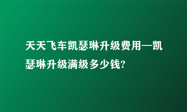 天天飞车凯瑟琳升级费用—凯瑟琳升级满级多少钱?