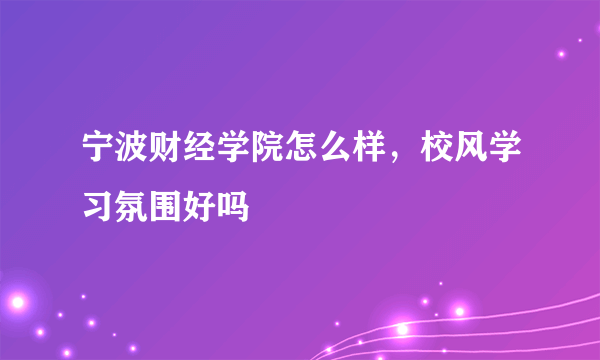 宁波财经学院怎么样，校风学习氛围好吗