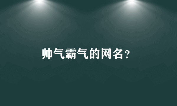 帅气霸气的网名？