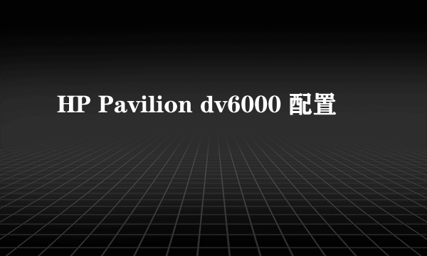 HP Pavilion dv6000 配置