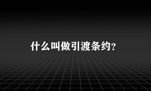 什么叫做引渡条约？