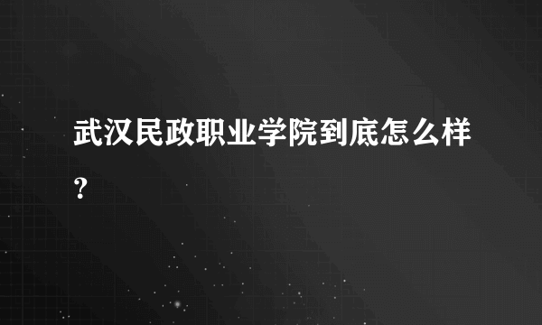 武汉民政职业学院到底怎么样？