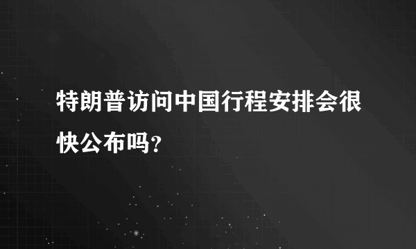 特朗普访问中国行程安排会很快公布吗？