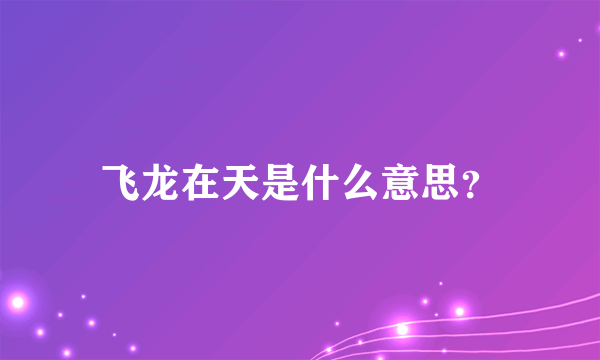 飞龙在天是什么意思？