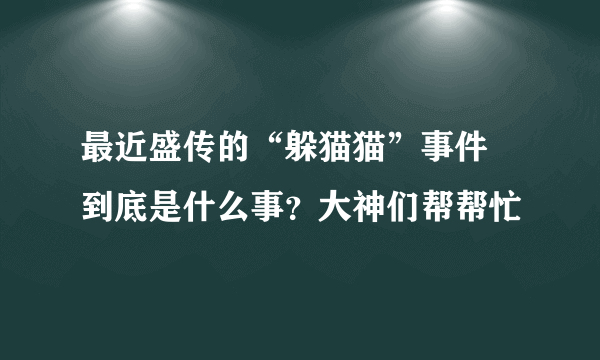 最近盛传的“躲猫猫”事件 到底是什么事？大神们帮帮忙