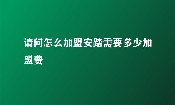 请问怎么加盟安踏需要多少加盟费