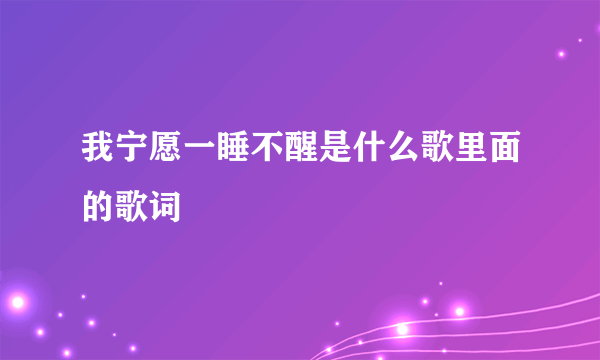 我宁愿一睡不醒是什么歌里面的歌词