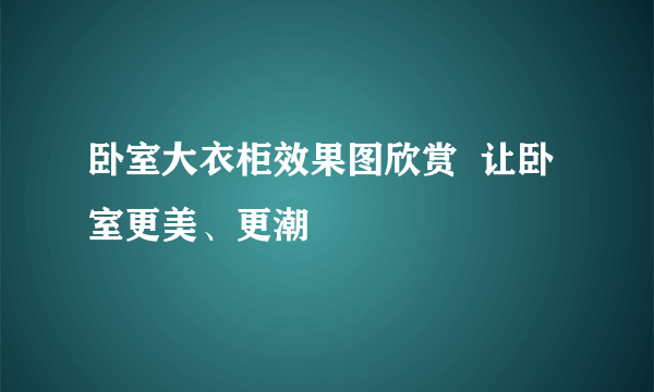 卧室大衣柜效果图欣赏  让卧室更美、更潮