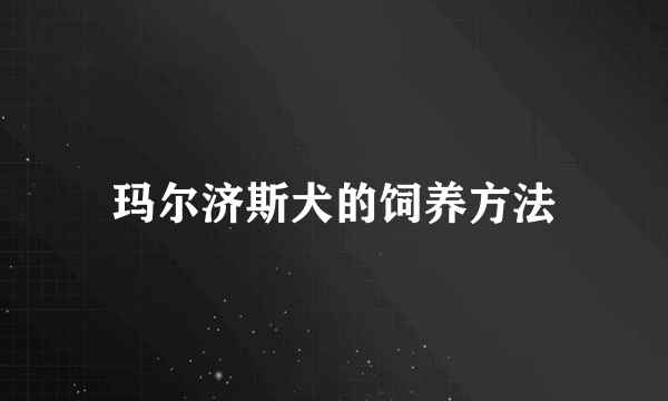 玛尔济斯犬的饲养方法