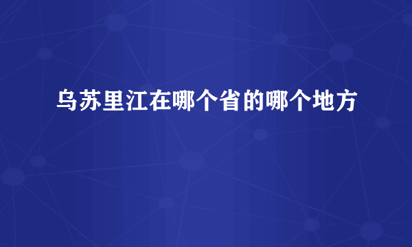 乌苏里江在哪个省的哪个地方