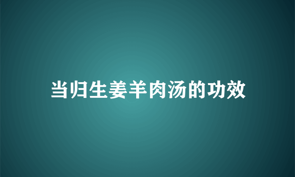 当归生姜羊肉汤的功效