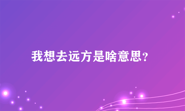 我想去远方是啥意思？