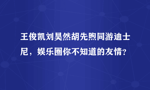 王俊凯刘昊然胡先煦同游迪士尼，娱乐圈你不知道的友情？