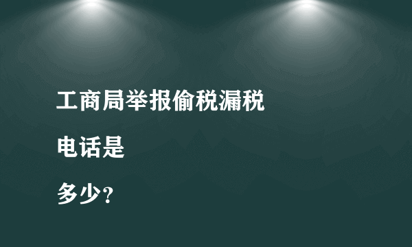 工商局举报偷税漏税
电话是多少？