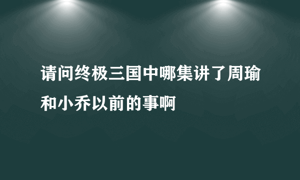 请问终极三国中哪集讲了周瑜和小乔以前的事啊