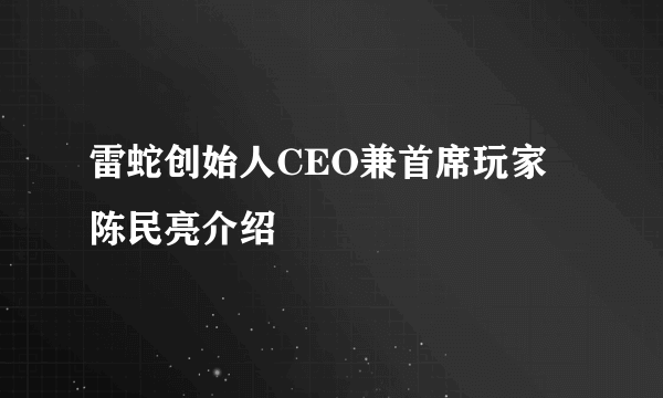 雷蛇创始人CEO兼首席玩家 陈民亮介绍