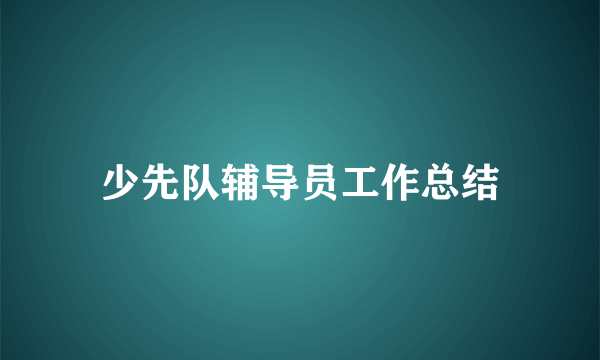 少先队辅导员工作总结