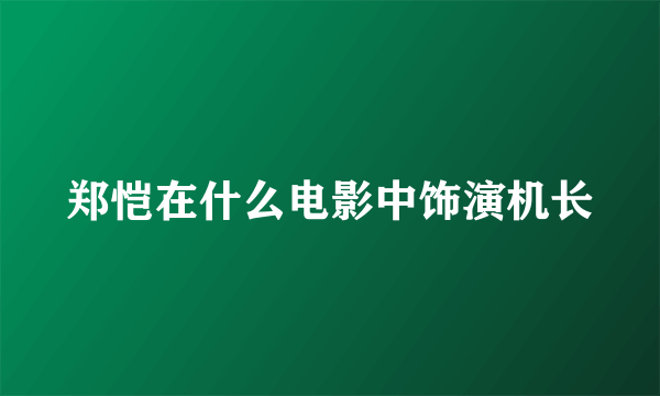 郑恺在什么电影中饰演机长