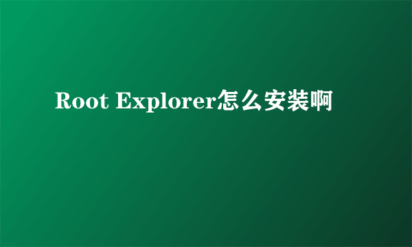 Root Explorer怎么安装啊