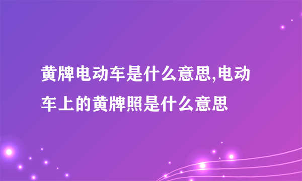 黄牌电动车是什么意思,电动车上的黄牌照是什么意思