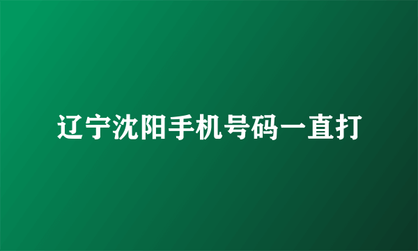 辽宁沈阳手机号码一直打