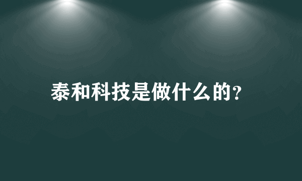 泰和科技是做什么的？