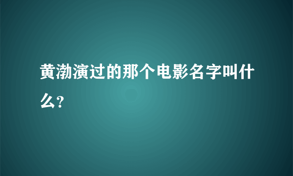 黄渤演过的那个电影名字叫什么？