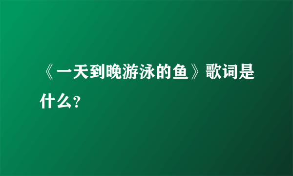 《一天到晚游泳的鱼》歌词是什么？