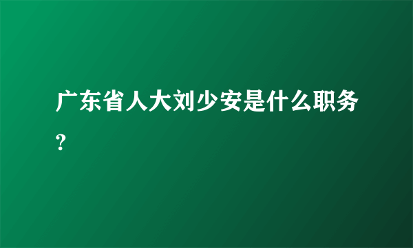 广东省人大刘少安是什么职务?