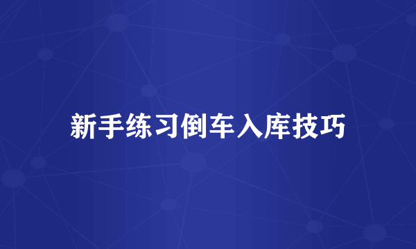 新手练习倒车入库技巧